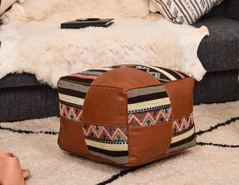 Handmade footstool, Home Boho Decor, Floor Cushion - Image 3