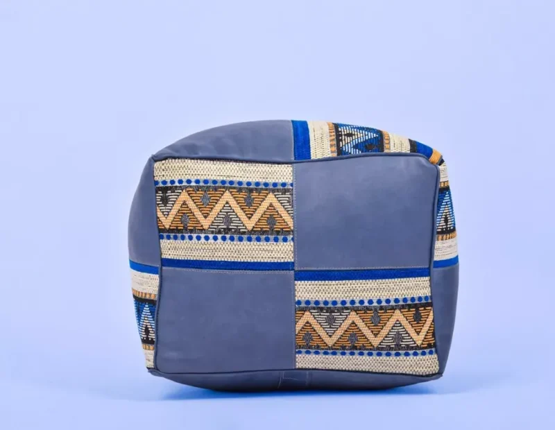 Handmade footstool, Boho Decor, Floor Cushion (Blue) - Image 3