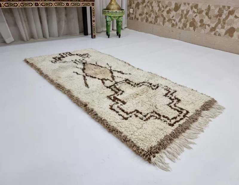 Berber Geometric Brown Wool  Rug 2'7"x5'7" - Image 3