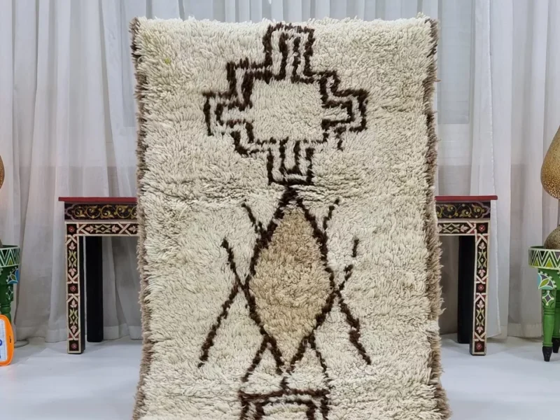 Berber Geometric Brown Wool  Rug 2'7"x5'7"