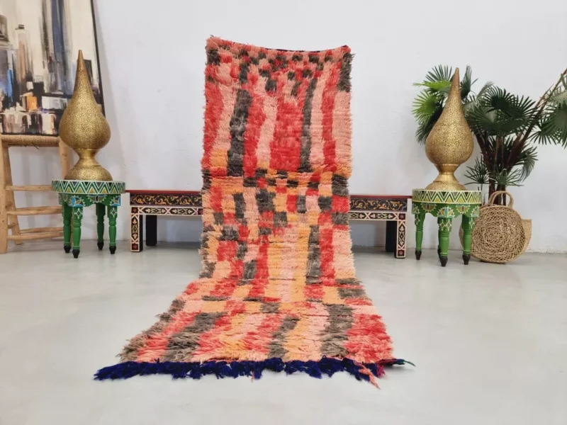 Berber Striped Red & Black Wool Rug 2'4x6'6