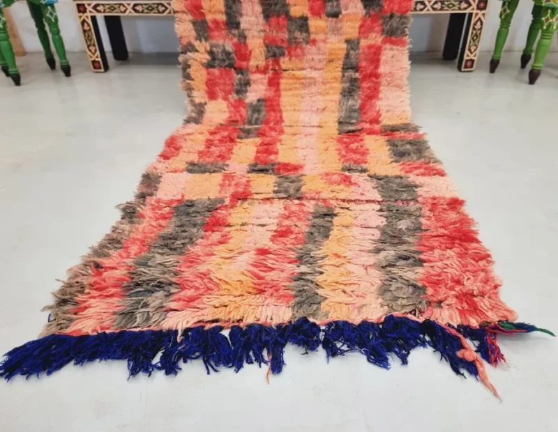 Berber Striped Red & Black Wool Rug 2'4x6'6 - Image 4