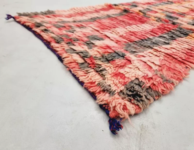 Berber Striped Red & Black Wool Rug 2'4x6'6 - Image 7