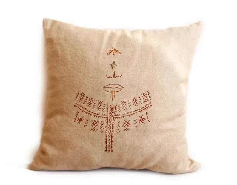 Berber Tattoo Pillow - hand-painted - Image 6