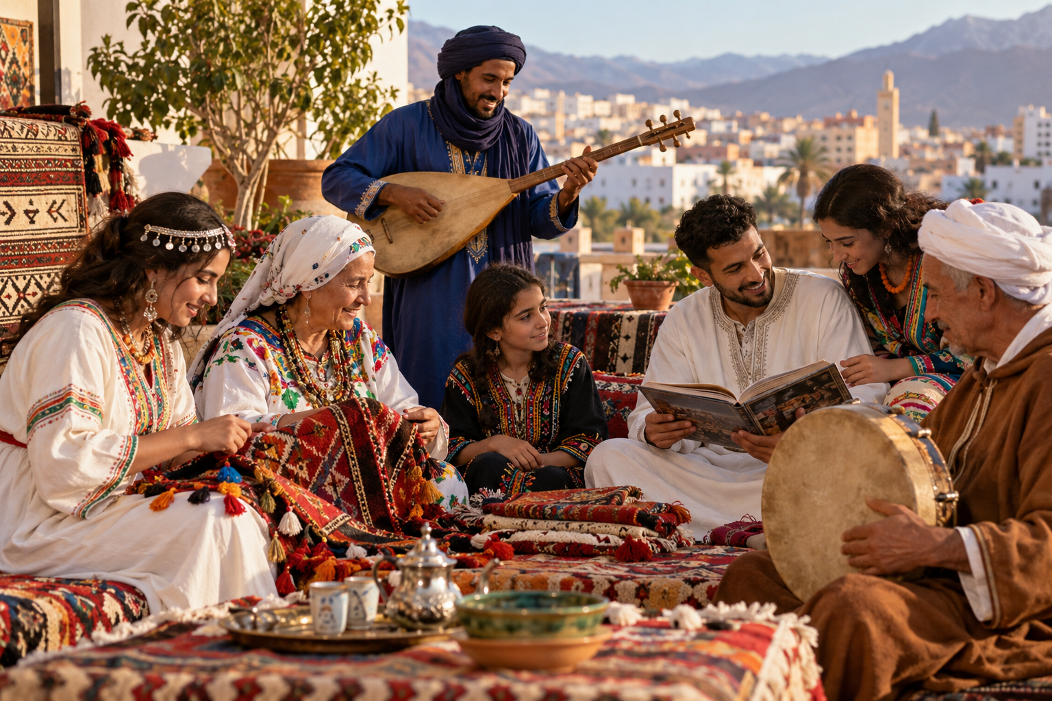 Amazigh community members gathering abroad for cultural activities