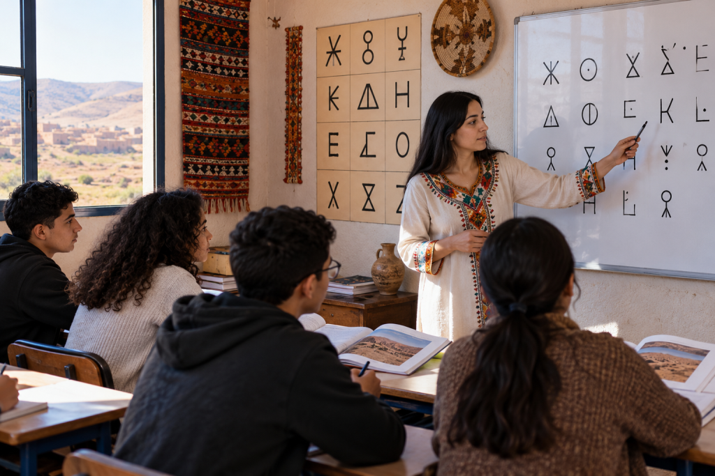Students learning Amazigh language and Tifinagh script
