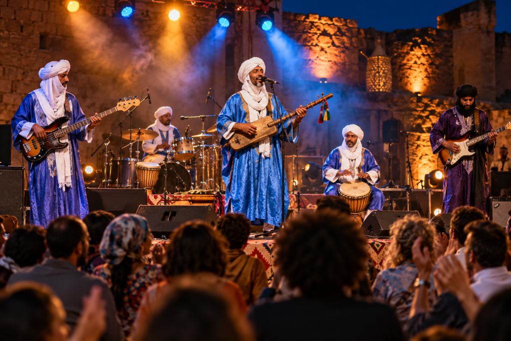 Amazigh musicians performing at a cultural event