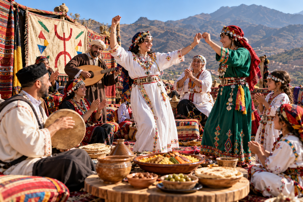 Families celebrating Amazigh New Year event