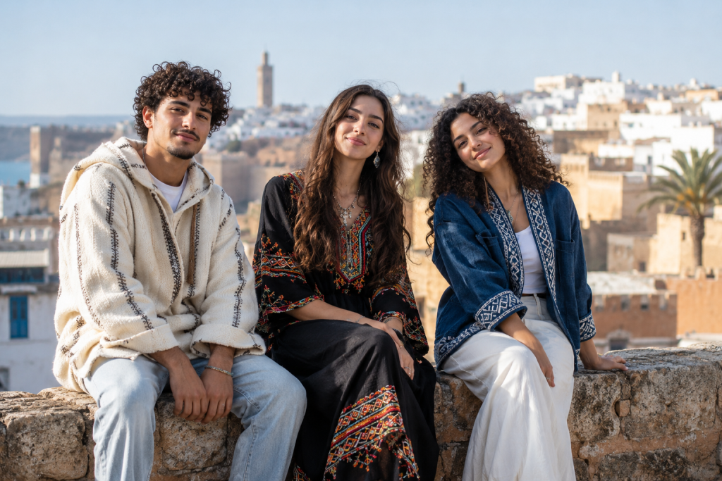 Young Amazigh people expressing modern cultural identity