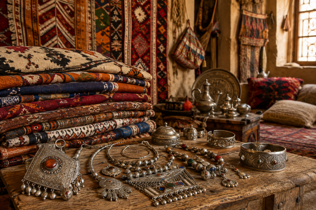 Amazigh carpets and silver jewelry crafts