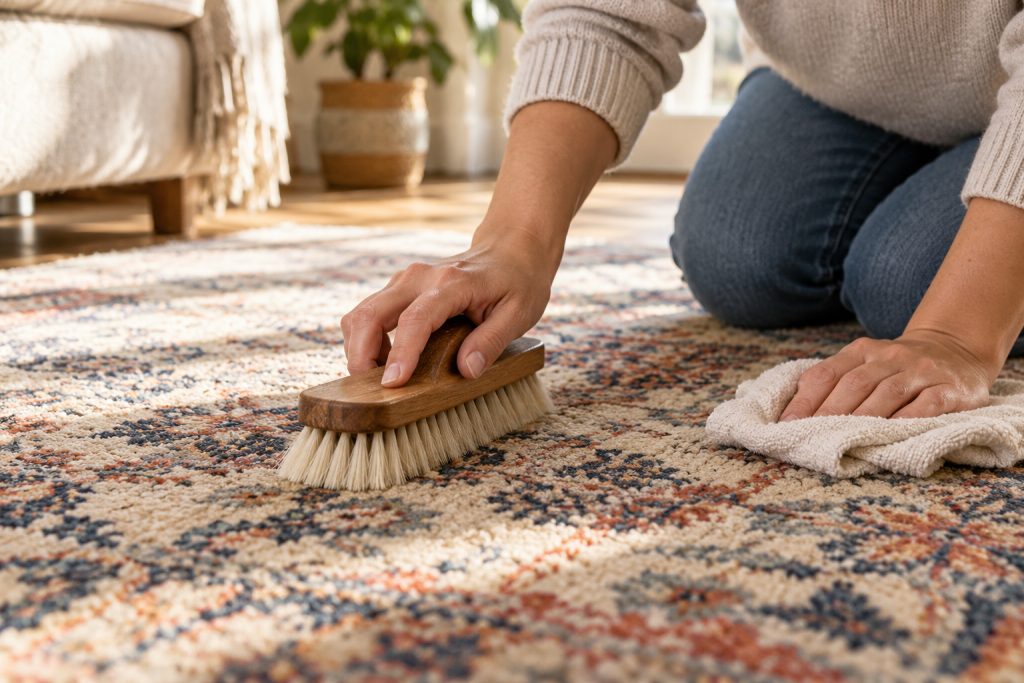 Gentle cleaning of an Amazigh wool rug