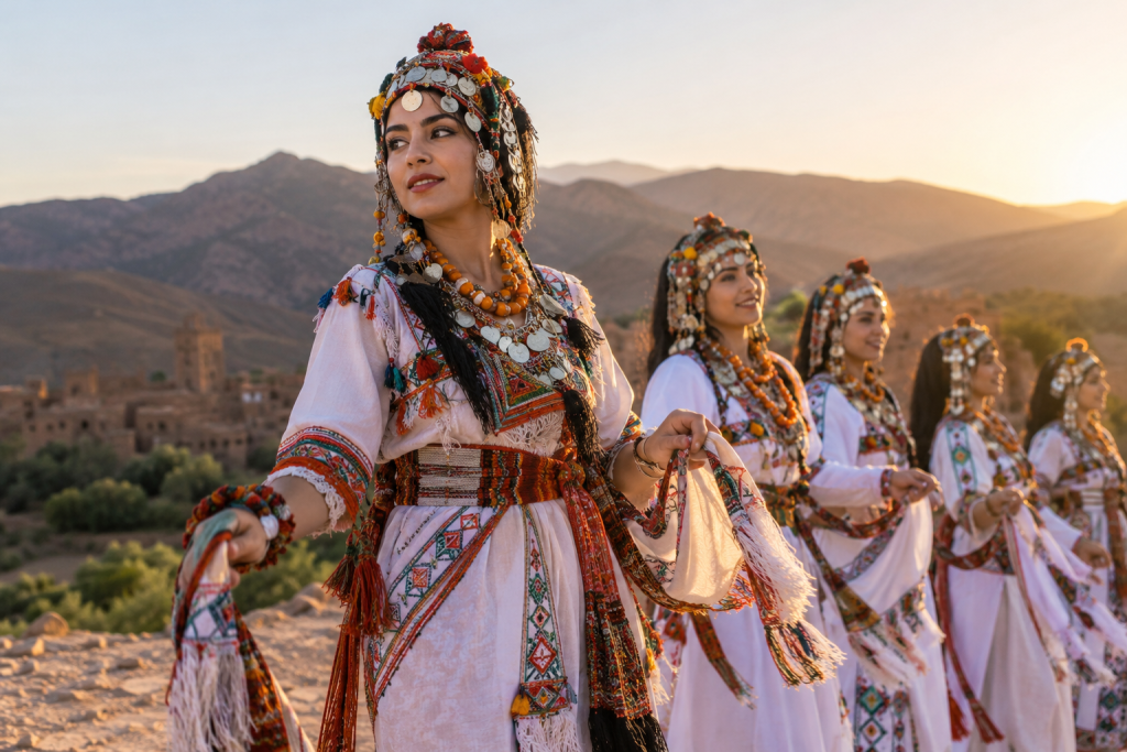 Amazigh ceremonial clothing during cultural celebration