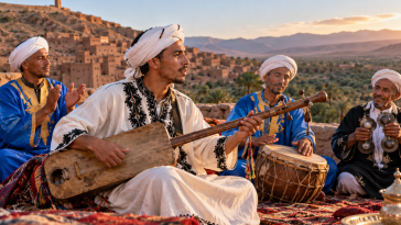 Amazigh musicians performing traditional music