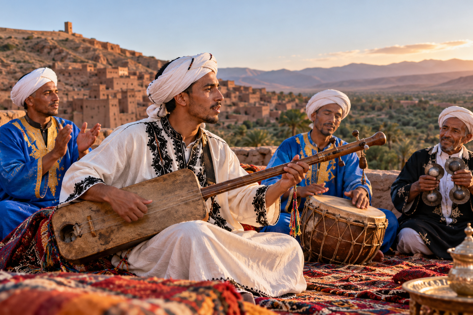 Amazigh musicians performing traditional music
