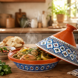 Hand-Painted Ceramic Tagine Pot – Turquoise Supreme Line