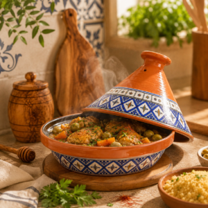 Mediterranean Tagine & Olive Wood Serving Set