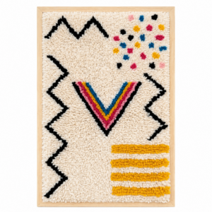 Framed Hand-Tufted Berber Wool Wall Art – Atlas Mountain Geometric Design