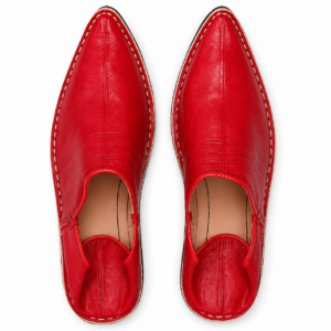 Red Genuine Leather Moroccan Babouche Slippers