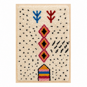 Framed Amazigh Wool Wall Art – Stacked Diamond Symbol Design