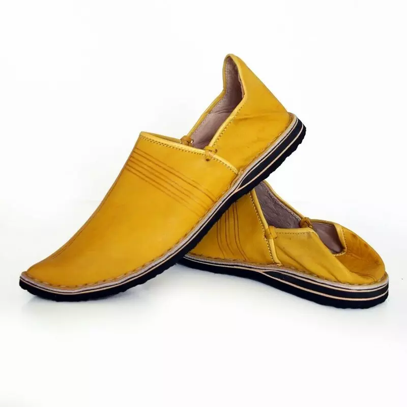 Yellow Genuine Leather Moroccan Babouche Slippers - Image 2