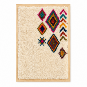 Framed Berber Wool Wall Art Boho Decor