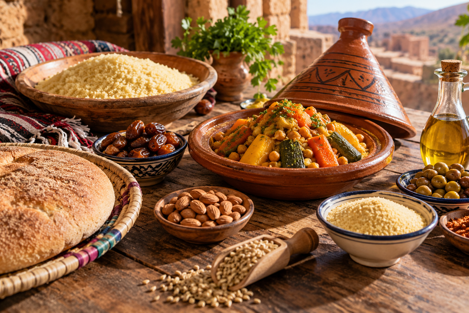 Traditional Amazigh food ingredients and dishes