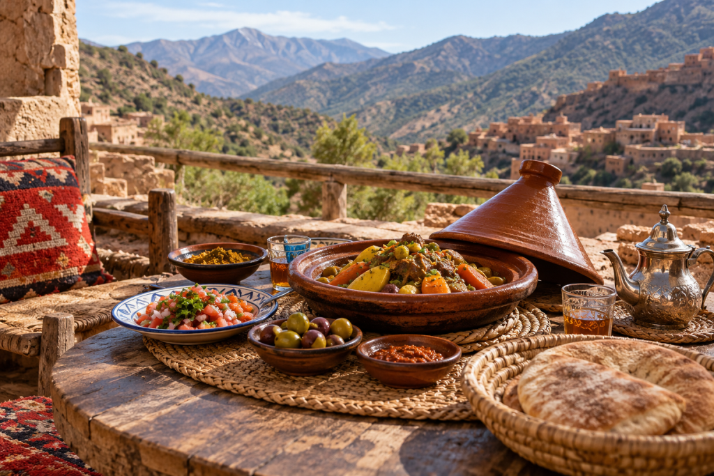 Amazigh culinary heritage displayed on a table