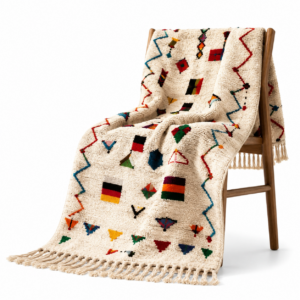 Colorful Wool Rug – Ivory Berber-Inspired Boho Rug