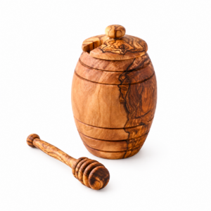 Handmade Olive Wood Honey Pot with Dipper
