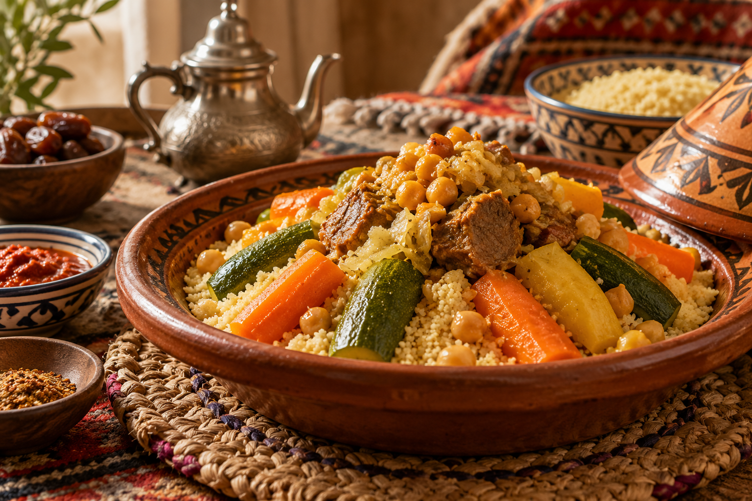 Traditional Amazigh couscous dish served with regional ingredients