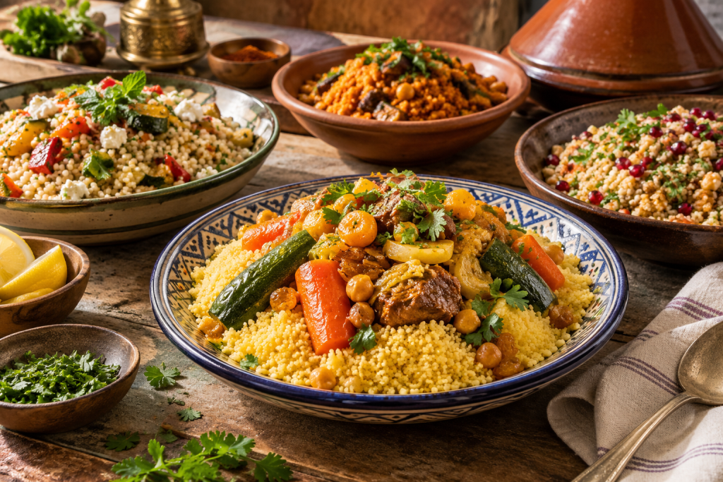 Different regional couscous dishes