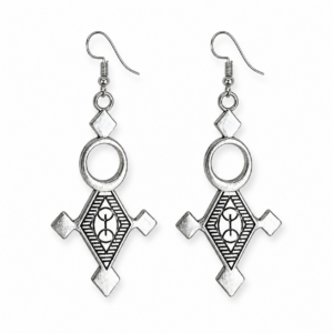 Silver Plated Berber Cross of the South Earrings with YAZ ⵣ Symbol