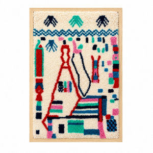 Framed Hand-Tufted Amazigh Wool Wall Art – Hamsa & Symbolic Design