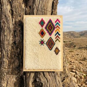 Framed Berber Wool Wall Art Boho Decor