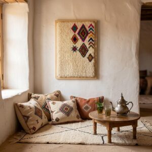 Framed Berber Wool Wall Art Boho Decor