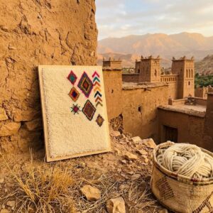 Framed Berber Wool Wall Art Boho Decor