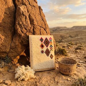 Framed Berber Wool Wall Art Boho Decor