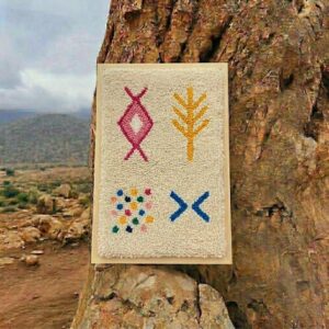 Framed Amazigh Wool Wall Art – Ancient Symbols Design