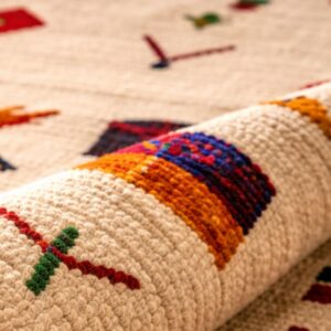 Colorful Wool Rug – Ivory Berber-Inspired Boho Rug