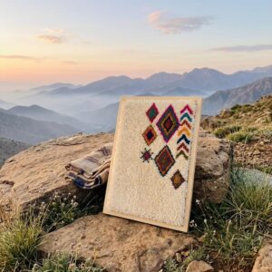 Framed Berber Wool Wall Art Boho Decor