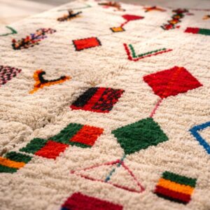 Colorful Wool Rug – Ivory Berber-Inspired Boho Rug