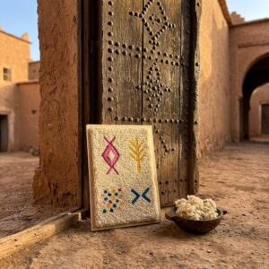 Framed Amazigh Wool Wall Art – Ancient Symbols Design