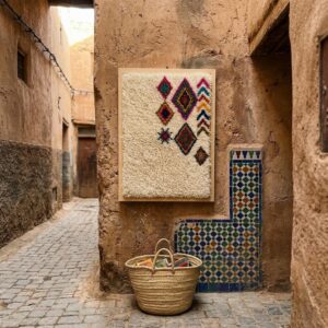 Framed Berber Wool Wall Art Boho Decor
