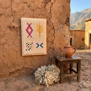 Framed Amazigh Wool Wall Art – Ancient Symbols Design