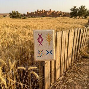 Framed Amazigh Wool Wall Art – Ancient Symbols Design