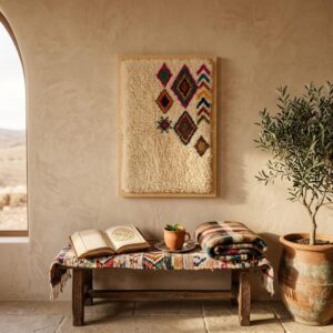 Framed Berber Wool Wall Art Boho Decor
