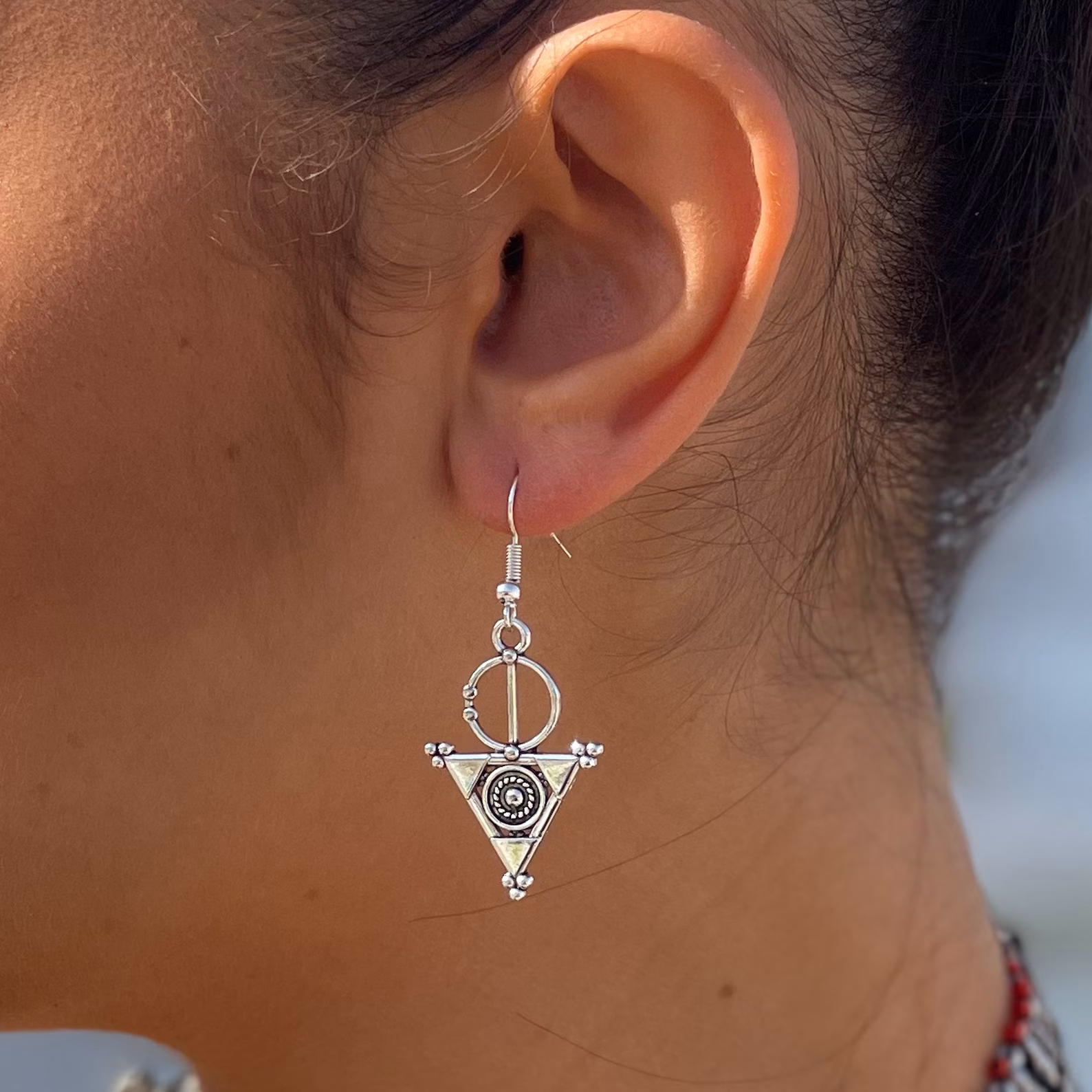 Silver Plated Amazigh Fibula Earrings