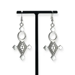 Silver Plated Berber Cross of the South Earrings with YAZ ⵣ Symbol