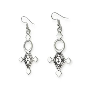 Silver Plated Berber Cross of the South Earrings with YAZ ⵣ Symbol