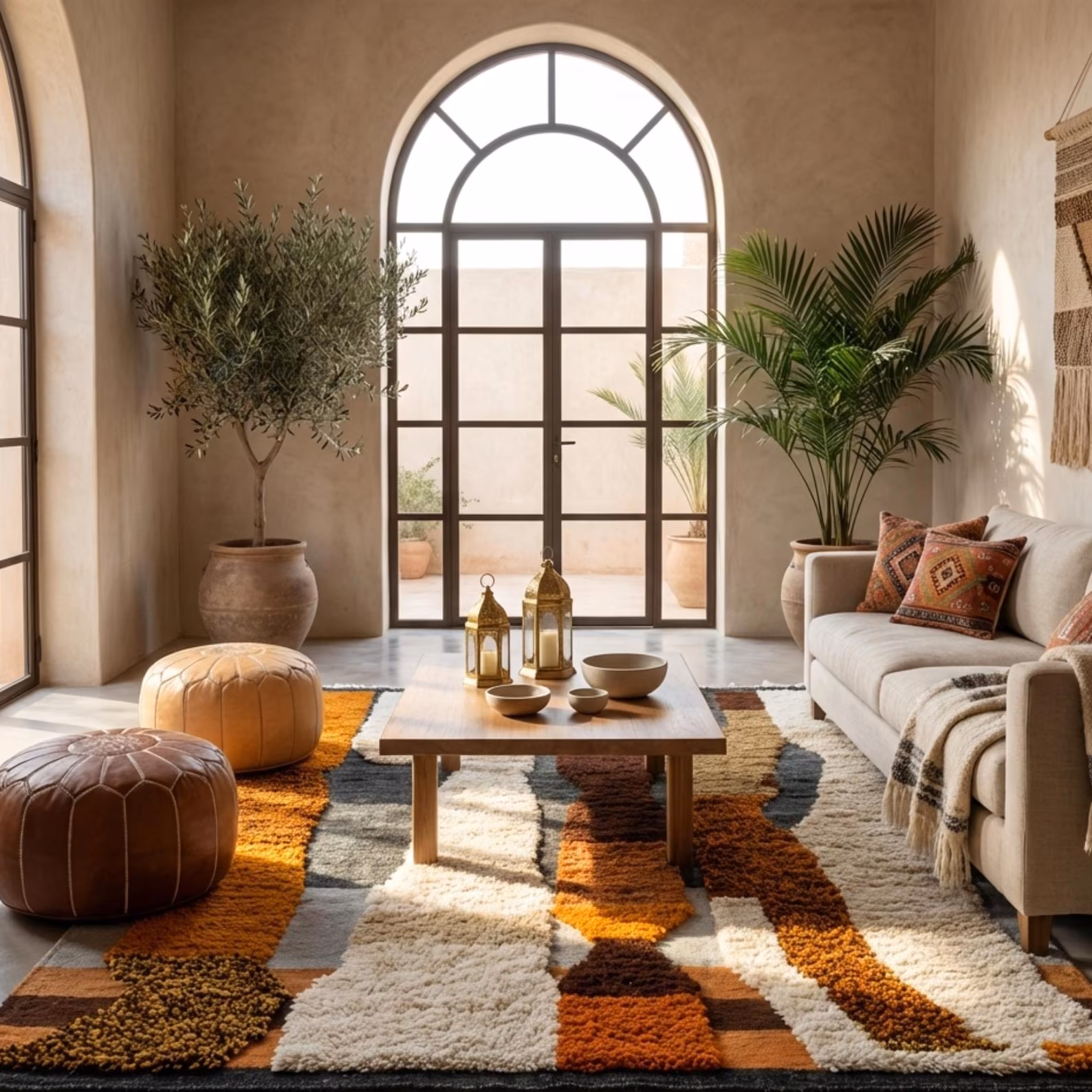 Handwoven Moroccan Wool Rug – Abstract Tribal Design - Image 4